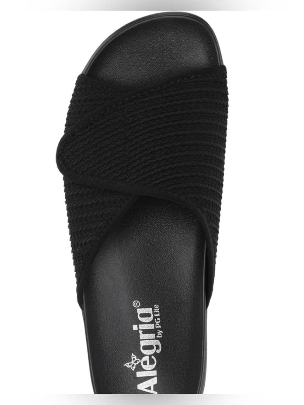 Alegria Airie Black Crossover Slide Sandals size 37 casual summer minimalist